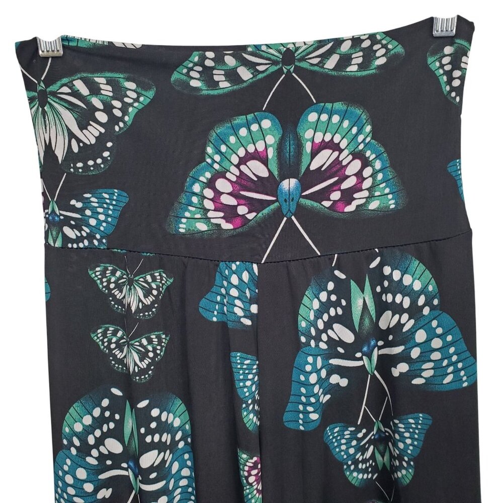 Yelete Leg Wear Sz S Pants High Foldover Waist Butterfly Print Wide Flowy Stretc - Picture 5 of 10